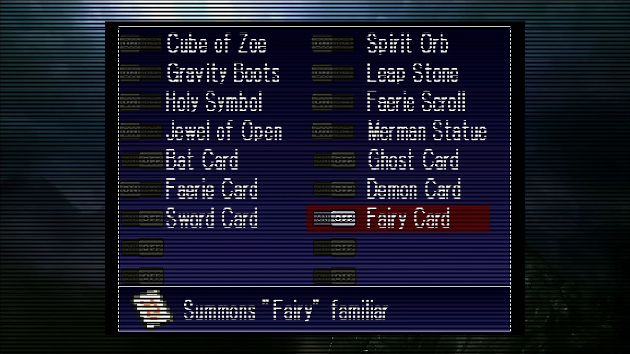 Castlevania Requiem Fairy aka Faerie 2 Card & N Demon Card Locations