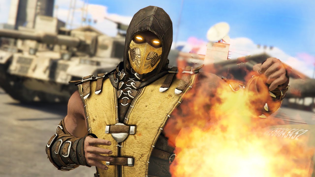 GTA 5 Mods - MORTAL KOMBAT SCORPION MOD!! GTA 5 Mortal Kombat Mod Gameplay! (GTA 5 Mods Gameplay)