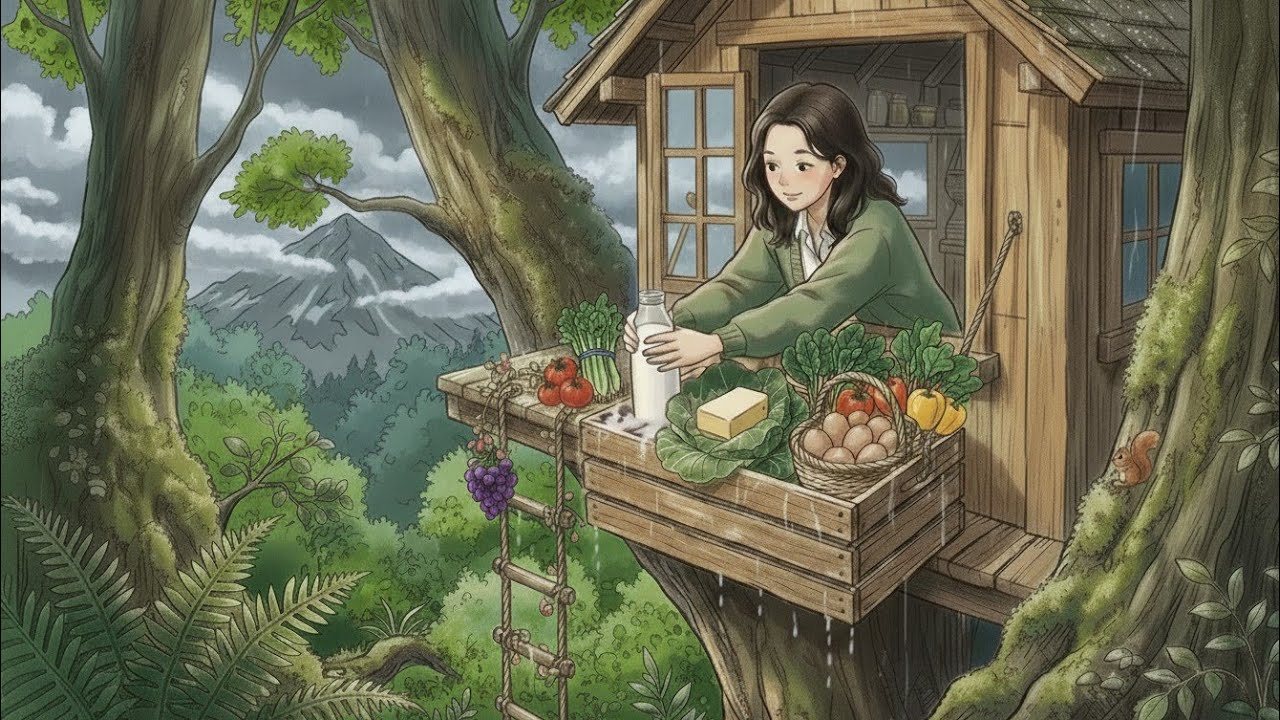 Cozy Rainy Cabin ASMR 🌧️ Fireplace Sounds, Bread Baking & Simple Country Life