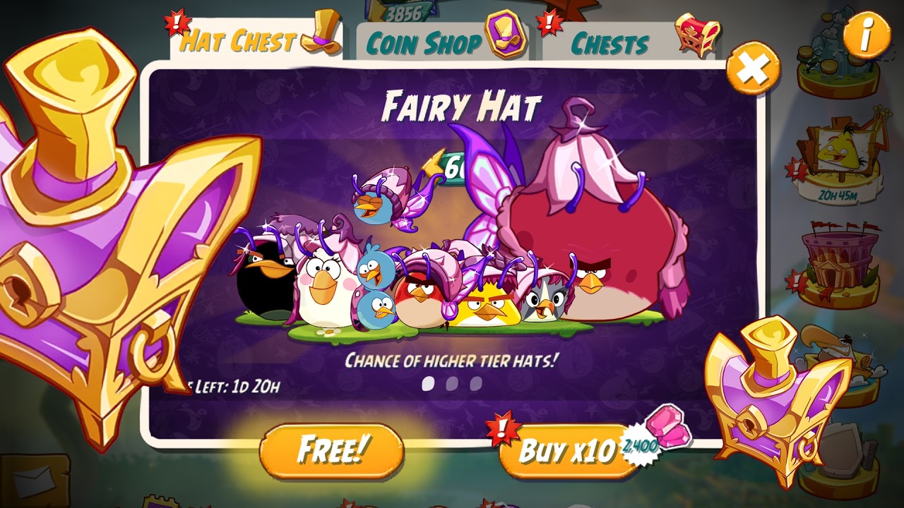 Angry Birds 2 Open Hat Chest Event (Fairy Hat, Haunted Hat, Kabuki Hat)