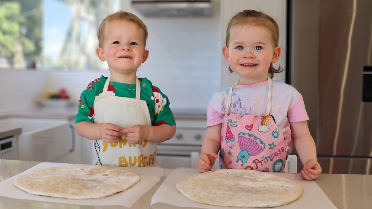 Otis and Ida Make Pizzas! 🍕Twin Toddlers Cooking Show Episode #4