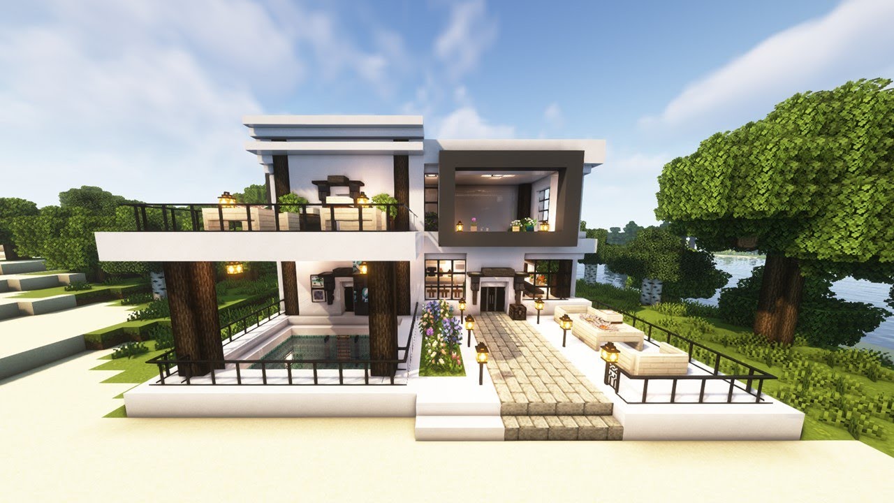 Minecraft⎹  Tutorial⎹  Let's Build a Modern House🦢⎹  mizuno's 16 craft Resource Pack