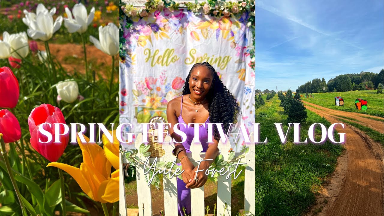 SPRING FESTIVAL VLOG | let's go to Yule Forest Tulip festival, flower fields + games + food + atl 🌷