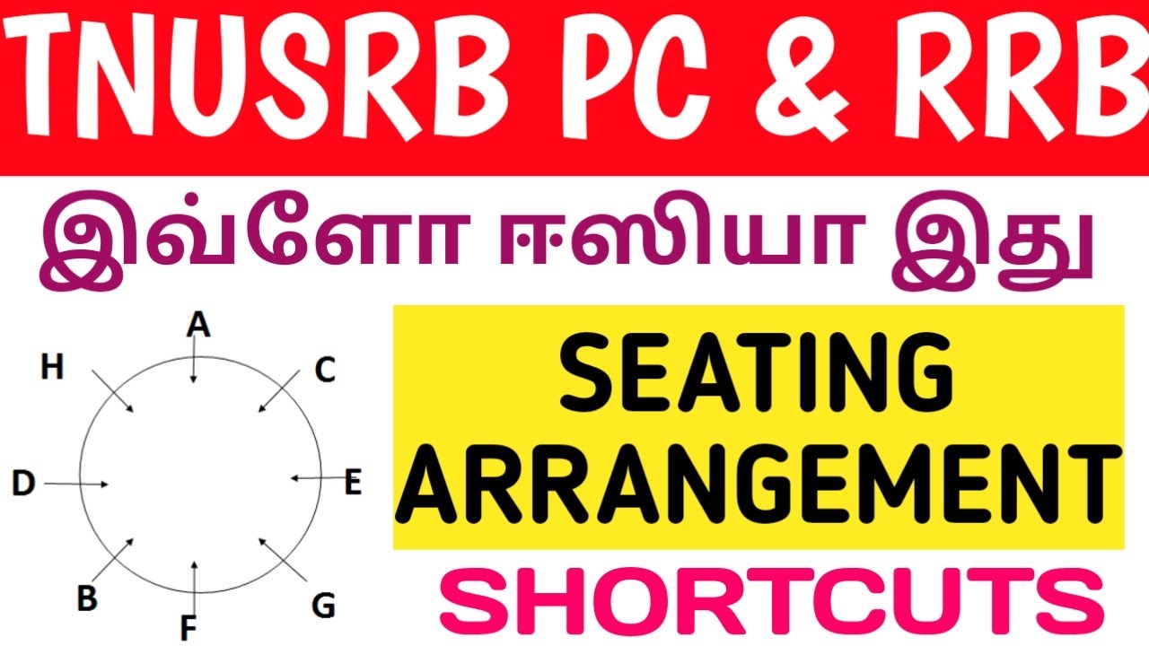 RRB & TNUSRB SI, PC SEATING ARRANGEMENTS (REASONING) மின்னல்வேக SHORTCUT @minnalvegakanitham