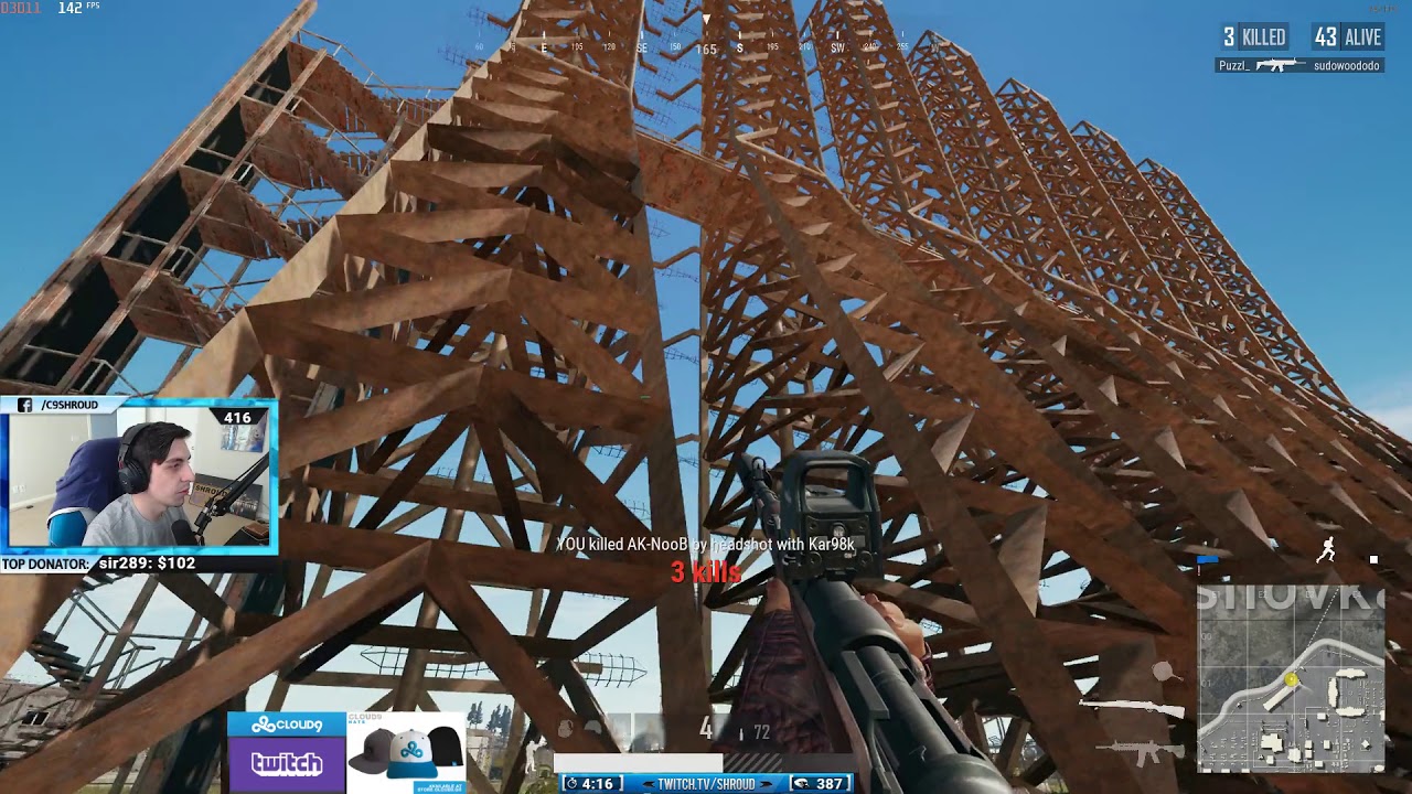 Shroud solo PUBG (game 3) | 20 Feb