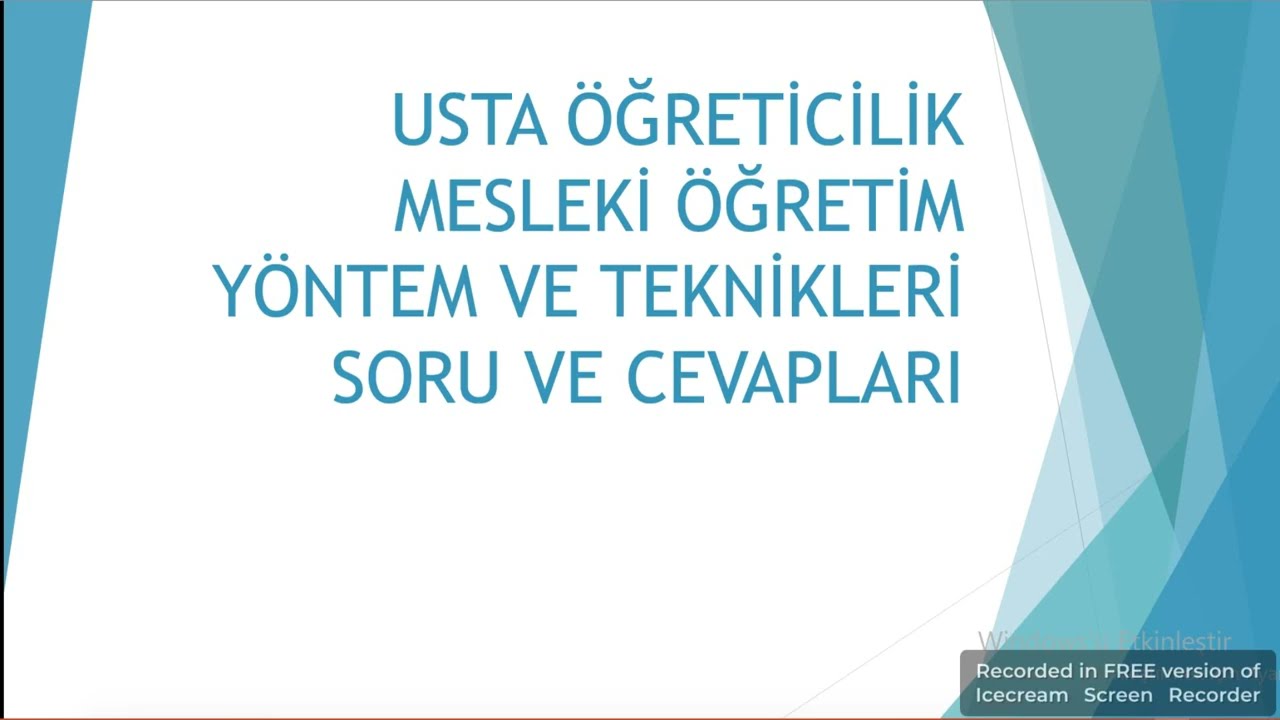 USTA ÖĞRETİCİLİK MESLEKİ ÖĞRETİM YÖNTEM VE TEKNİKLERİ SORULARI HIZLI TEKRAR DİNLE KAZAN link 👇