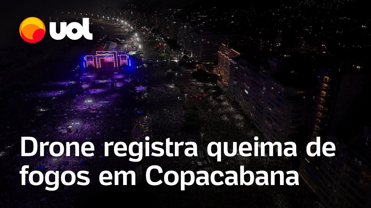 Réveillon em Copacabana: veja queima de fogos filmada por drone