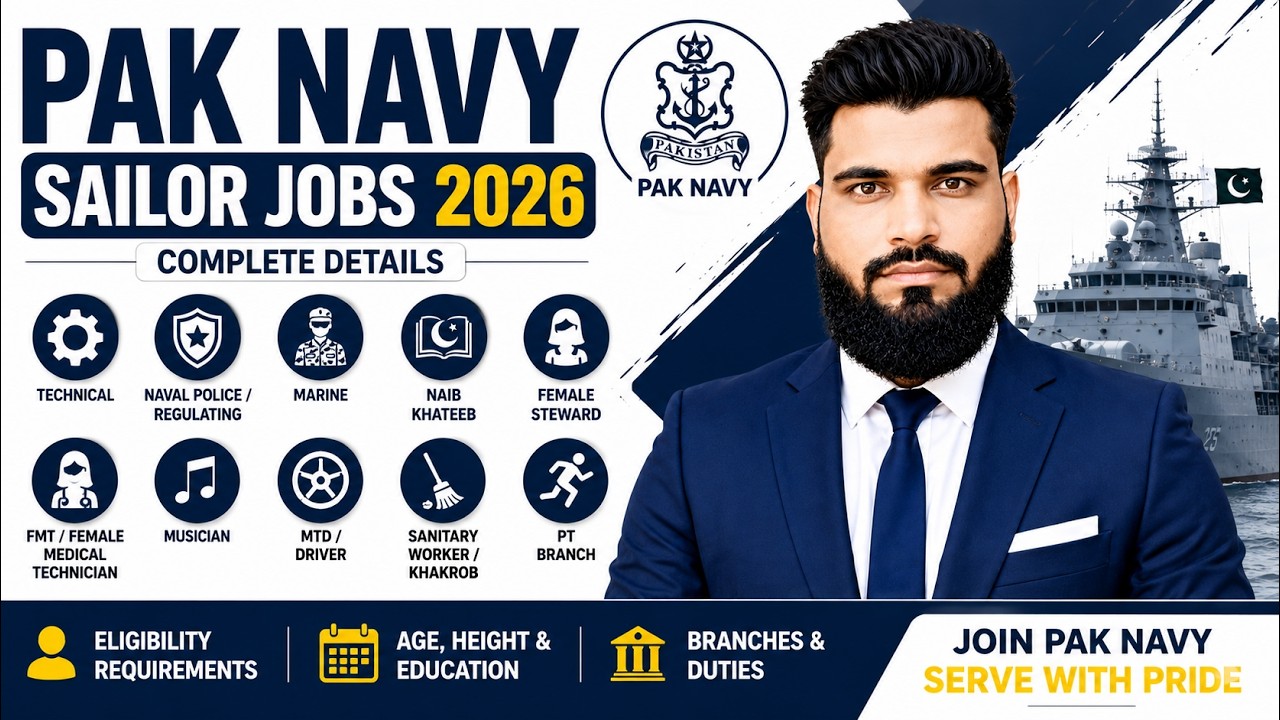 Pak Navy Sailor Jobs Detail B-2026 | Eligibility Criteria, Age, Height, Education, All Branches