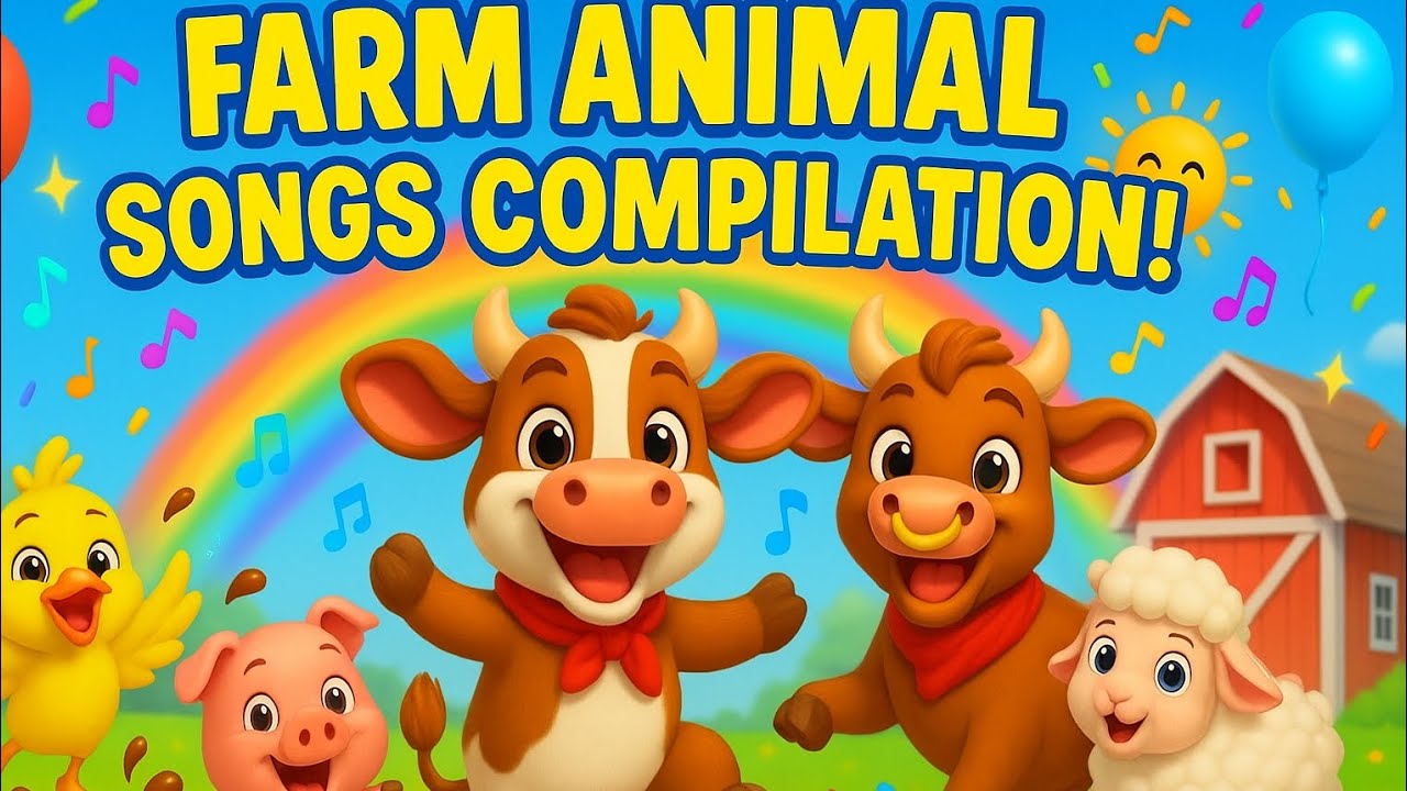 FARM ANIMAL SONGS COMPILATION 🐮🐷🐥 Dancing Cow, Strong Ox & Piggy Mud Party!