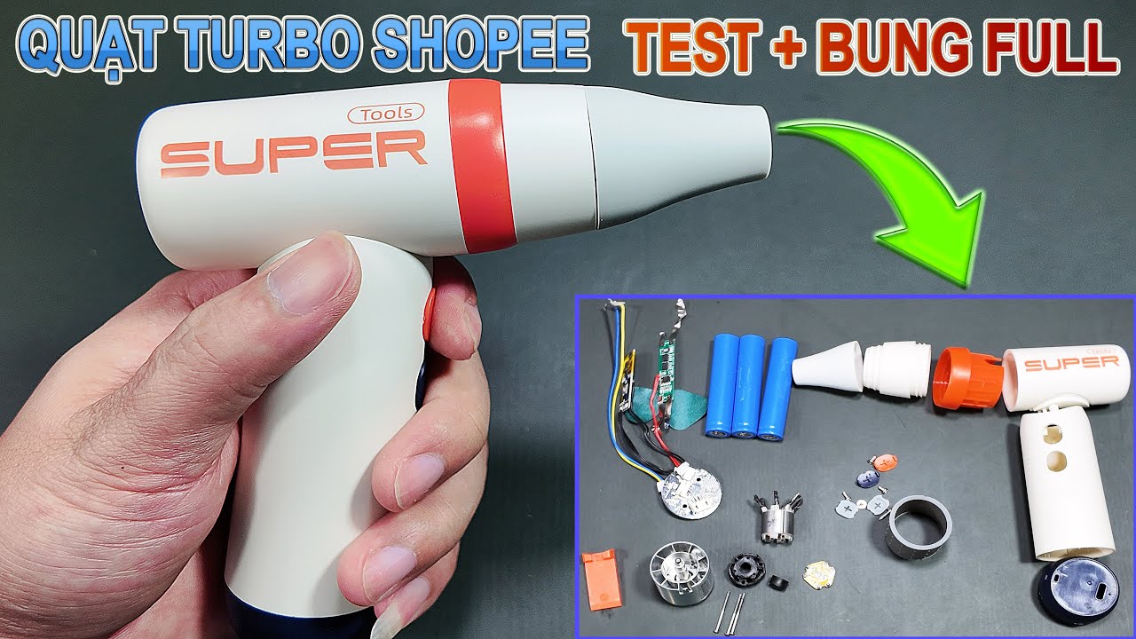 Test và bung full Quạt Turbo cầm tay mini đang hot trên shopee