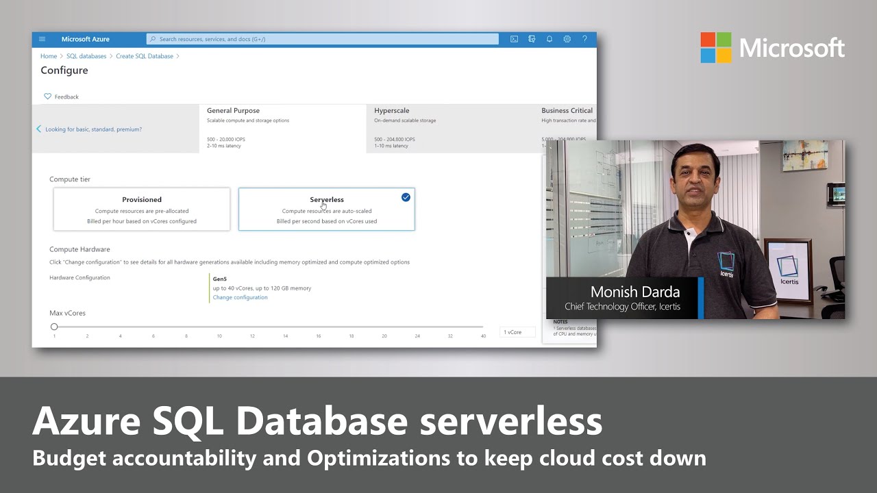 Azure SQL Database serverless performance vs PaaS | Icertis hands-on use case