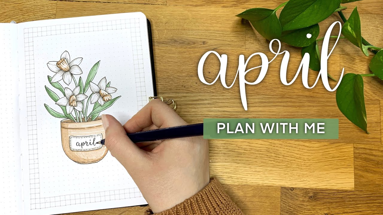 Plan With Me | 2022 April Bullet Journal Setup | Neutral Daffodil Bujo Theme