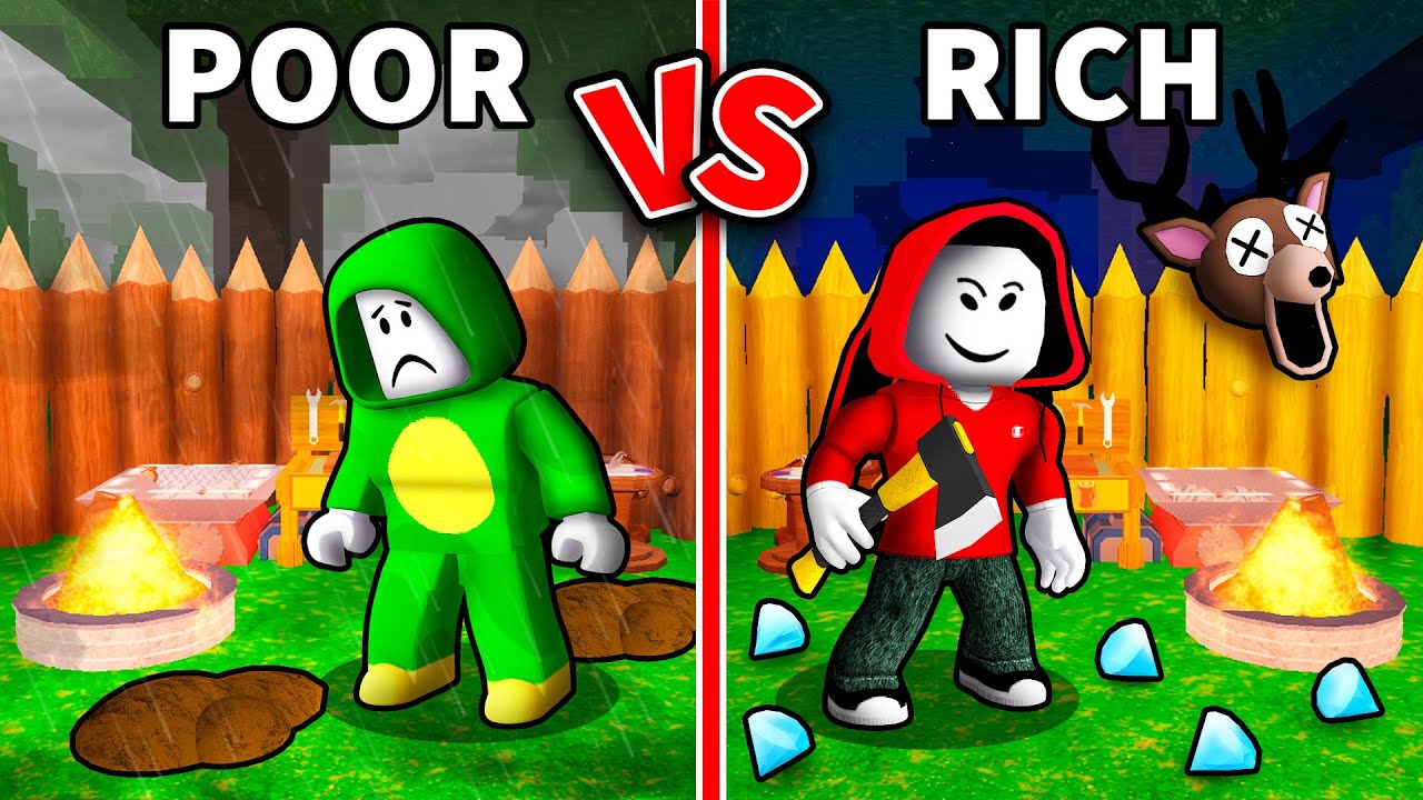 Rich JJ Base vs Poor Mikey Base vs The Deer 99 Night in The Forest - Maizen Roblox
