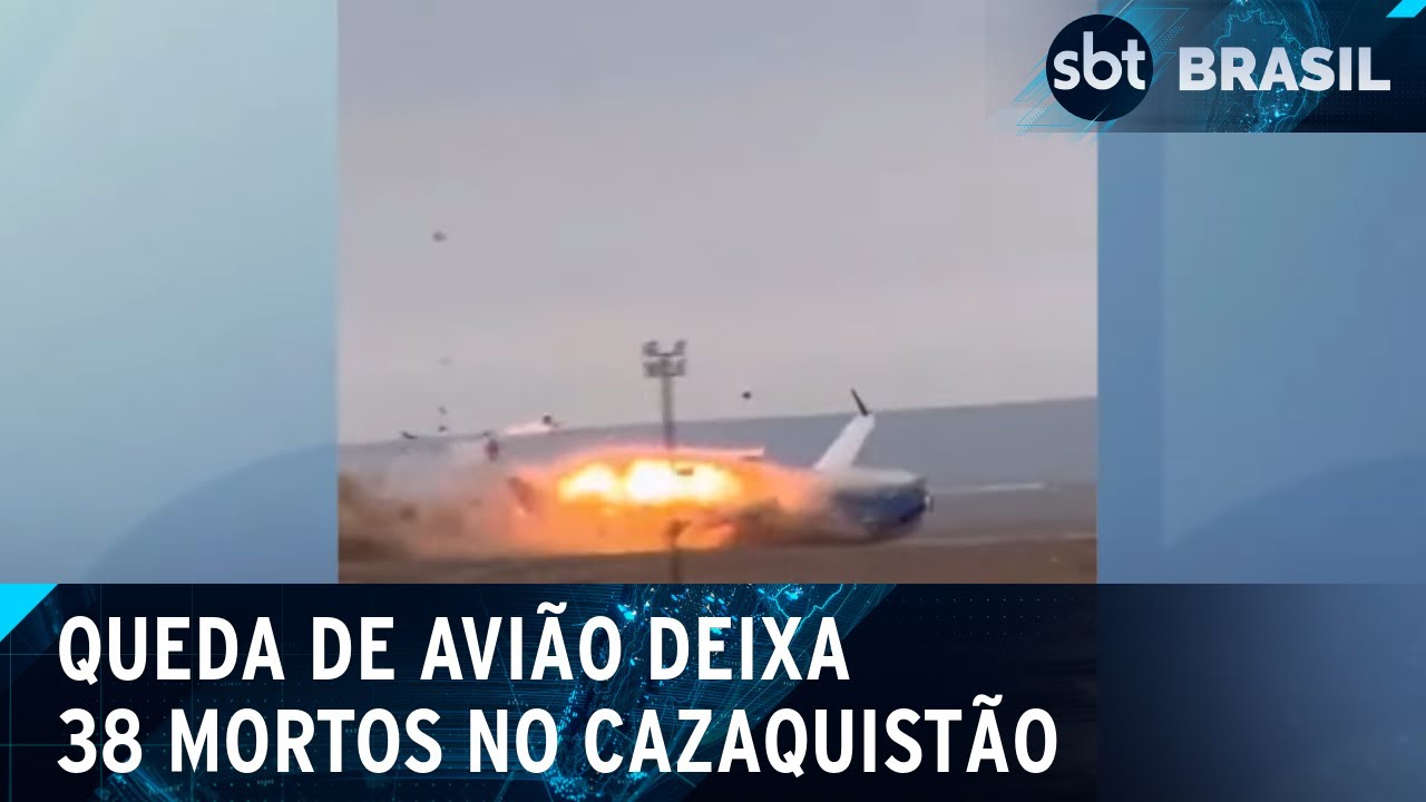 Queda de avião fabricado pela Embraer deixa 38 mortos no Cazaquistão | SBT Brasil (25/12/24)