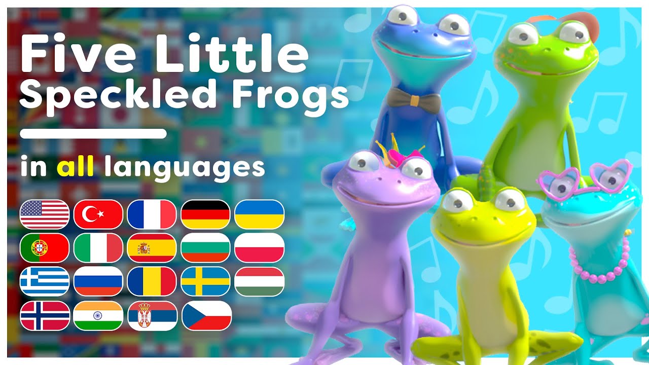 Five Little Speckled Frogs! | All languages! | Multilanguage Kids Song | Hey Kids Worldwide