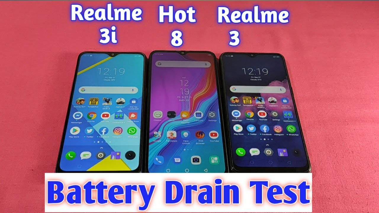 Infinix Hot 8 Vs Realme 3i Vs Realme 3 Battery Drain Test