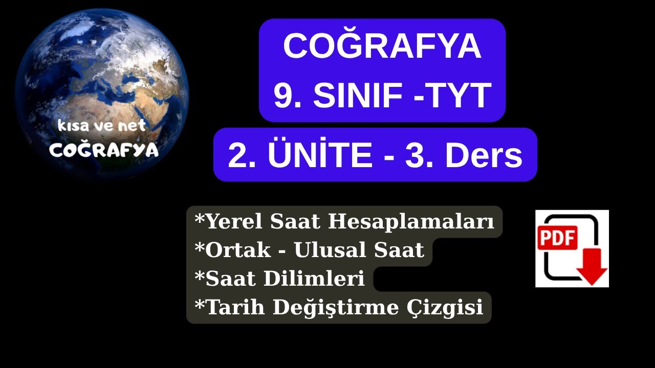 9. Sınıf Coğrafya Yerel Saat Ulusal Ortak Saat, Saat Dilimleri Tarih Değiştirme Çizgisi