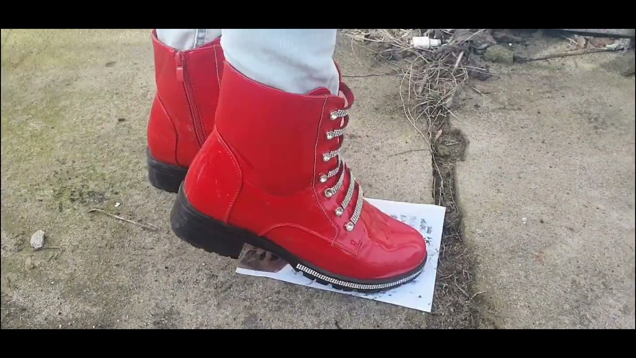 ASMR Picture crush and trample on Red boots