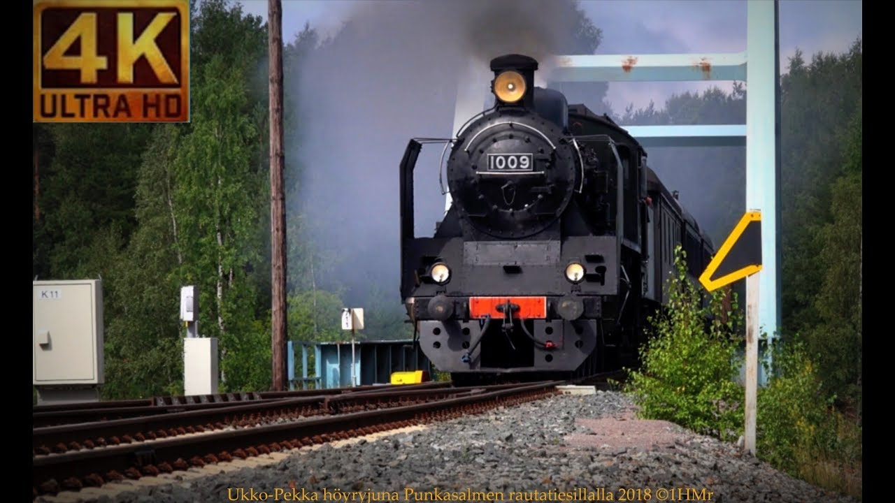 UKKO-PEKKA 1009 Steam Locomotive  Punkasalmen rautatiesilta, tasoristeys, Retretti 4K