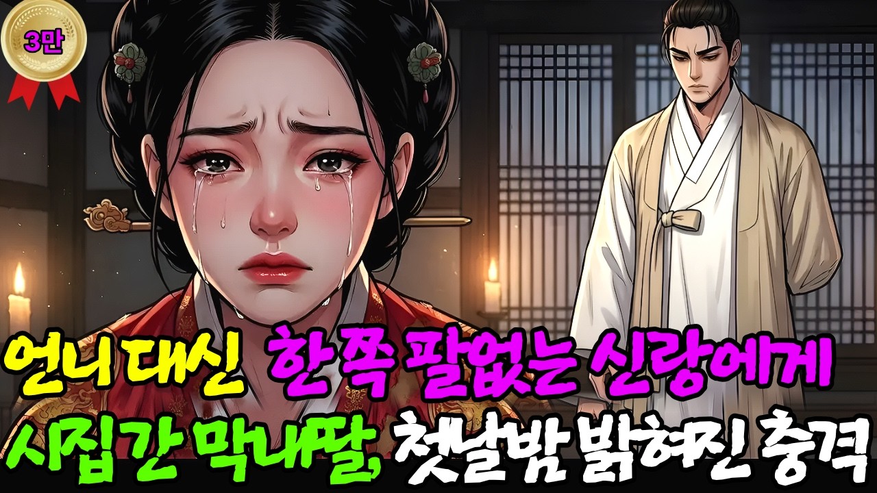 언니 대신 한쪽 팔 없는 외팔이 천치 신랑에게 시집간 막내딸 , 첫날밤 밝혀진 신랑의 비밀  | 야담 민화 옛날이야기 오디오북 수면동화 잠잘때듣는 이야기
