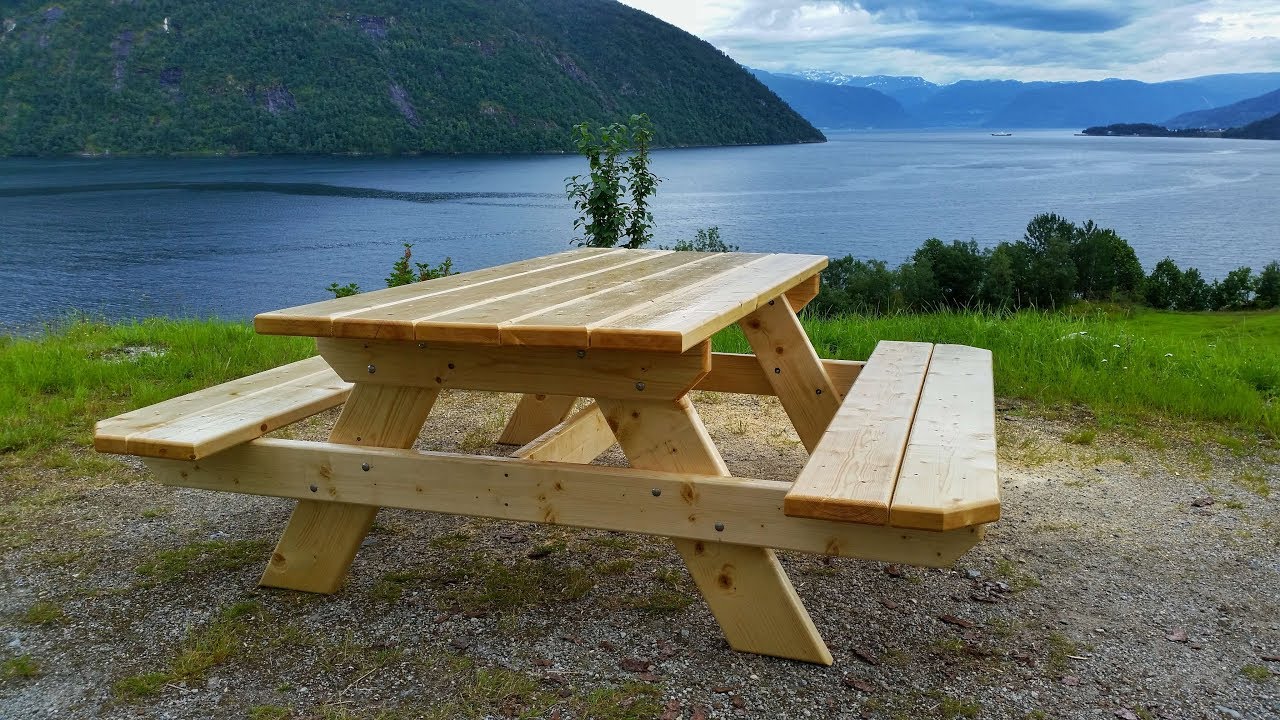 Massive Sitzgruppe, Picknickbank selber bauen, Gartenbank