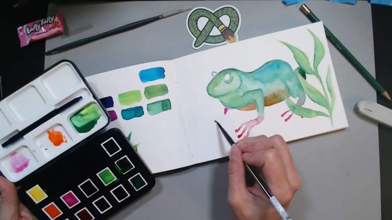 РАСПАКОВКА ARTSNACKS | Открываем весеннюю коробку WatercolorSnacks 2022 | Иллюстрация лягушки