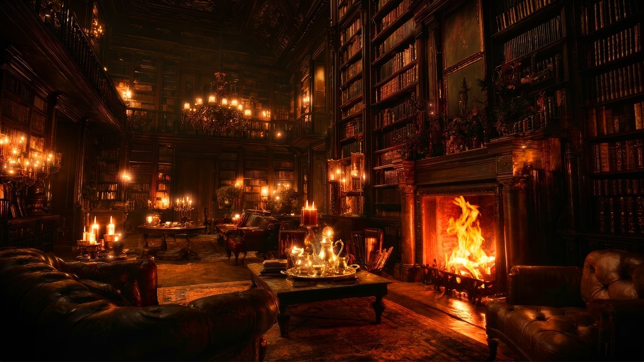 The Secret Victorian Library You Can't Leave | Cozy Ambience With The Best Warm Fire Sound | 8 Hours