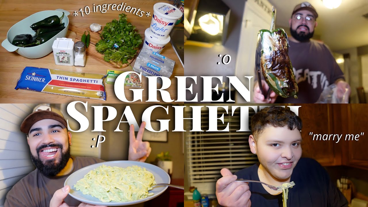 easy to make green spaghetti 👨🏻‍🍳