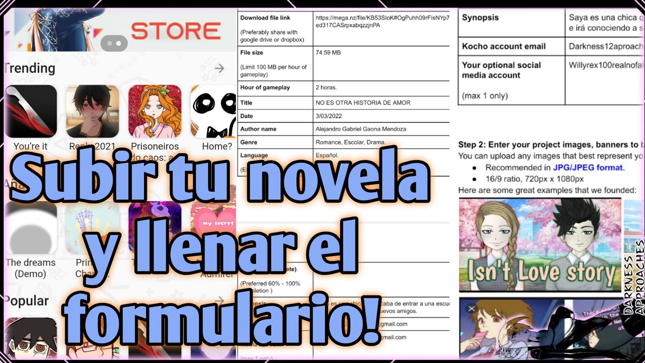 Como subir tu novela visual a la plataforma y llenar el formulario!!! (Kocho Android)