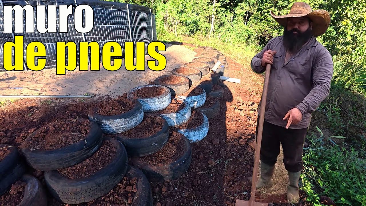 fazendo um muro de pneus usados