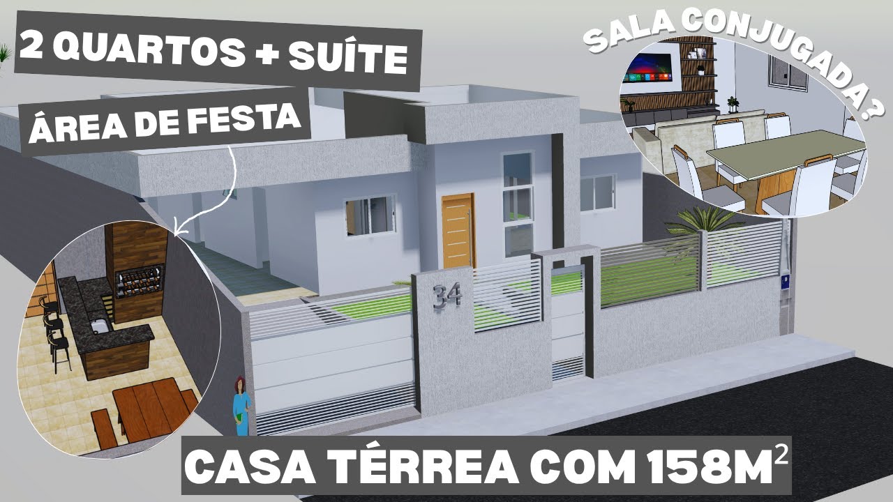 IDEIA PROJETO AMPLIAÇÃO CASA MODERNA 158m² LOTE 14 X 25 – Ideias Incríveis para o Seu Lar!