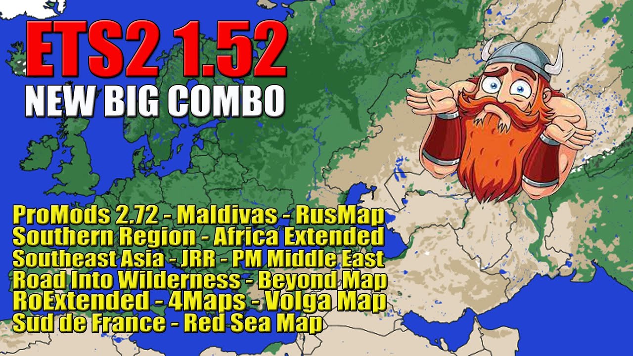 ETS2 1.52 | BIG MAP COMBO - ProMods 2.72, RoExtended, RIW, Beyond, RusMap, Red Sea Map y muchos más