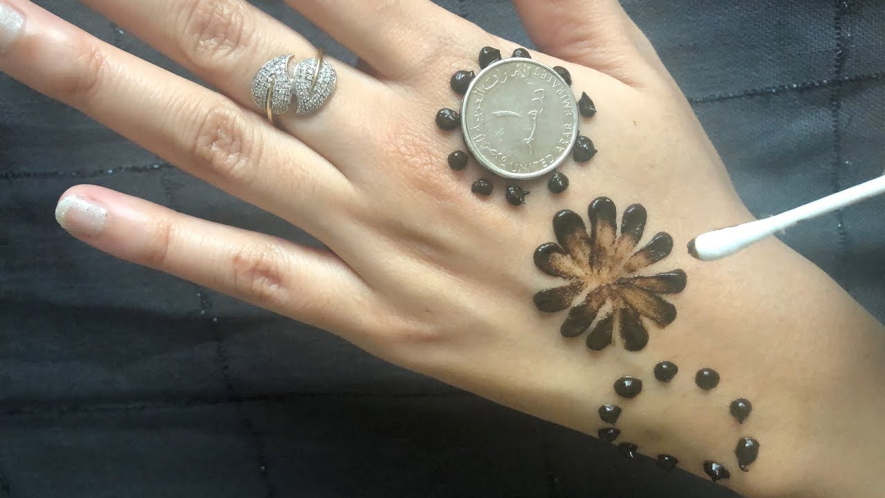 Amazing Mehndi Trick with Ear Bud and Coin | Shaded Flowers Henna Design Trick|Beautiful Easy Mehndi