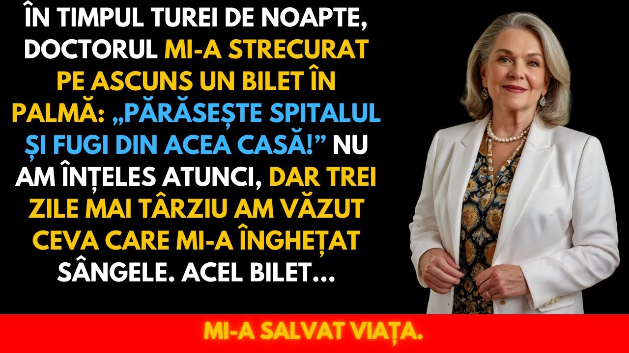 Doctorul de Gardă Mi-a Strecurat un Bilet: „Pleacă Din Spital și Fugi” Trei Zile Mai Târziu...