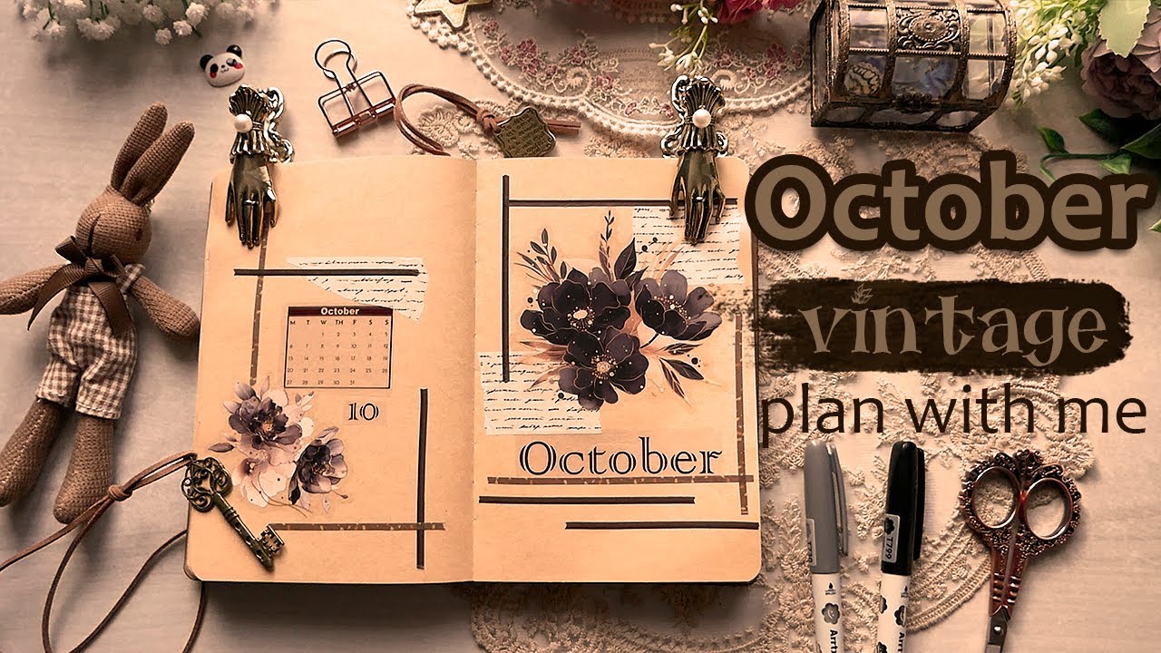 🤎Vintage October Bullet Journal Setup | ASMR with Mini Printer