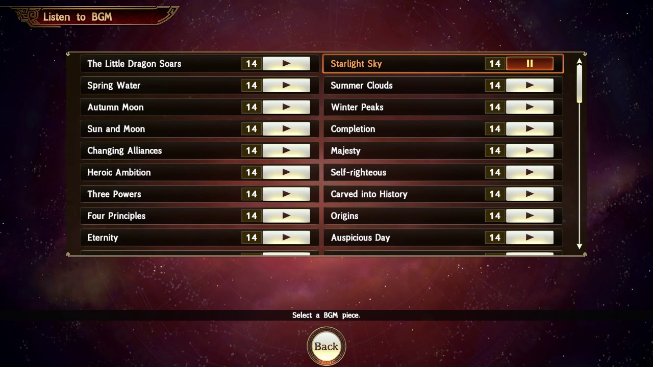 Romance of the Three Kingdoms XIV Starlight Sky OST