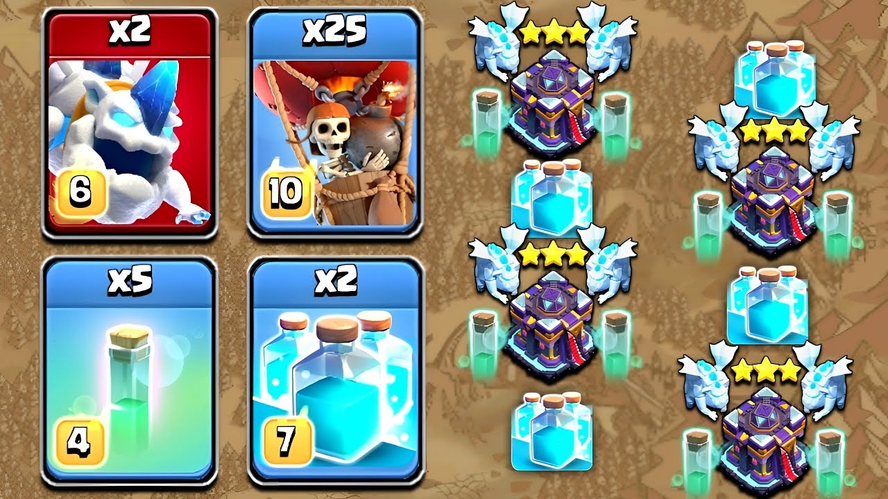 Pro Ice Lavaloon Th15 Attack Strategy 2 Ice Lava + 25 Loon + 2 Clone + 5 Invisibility Clash of Clans