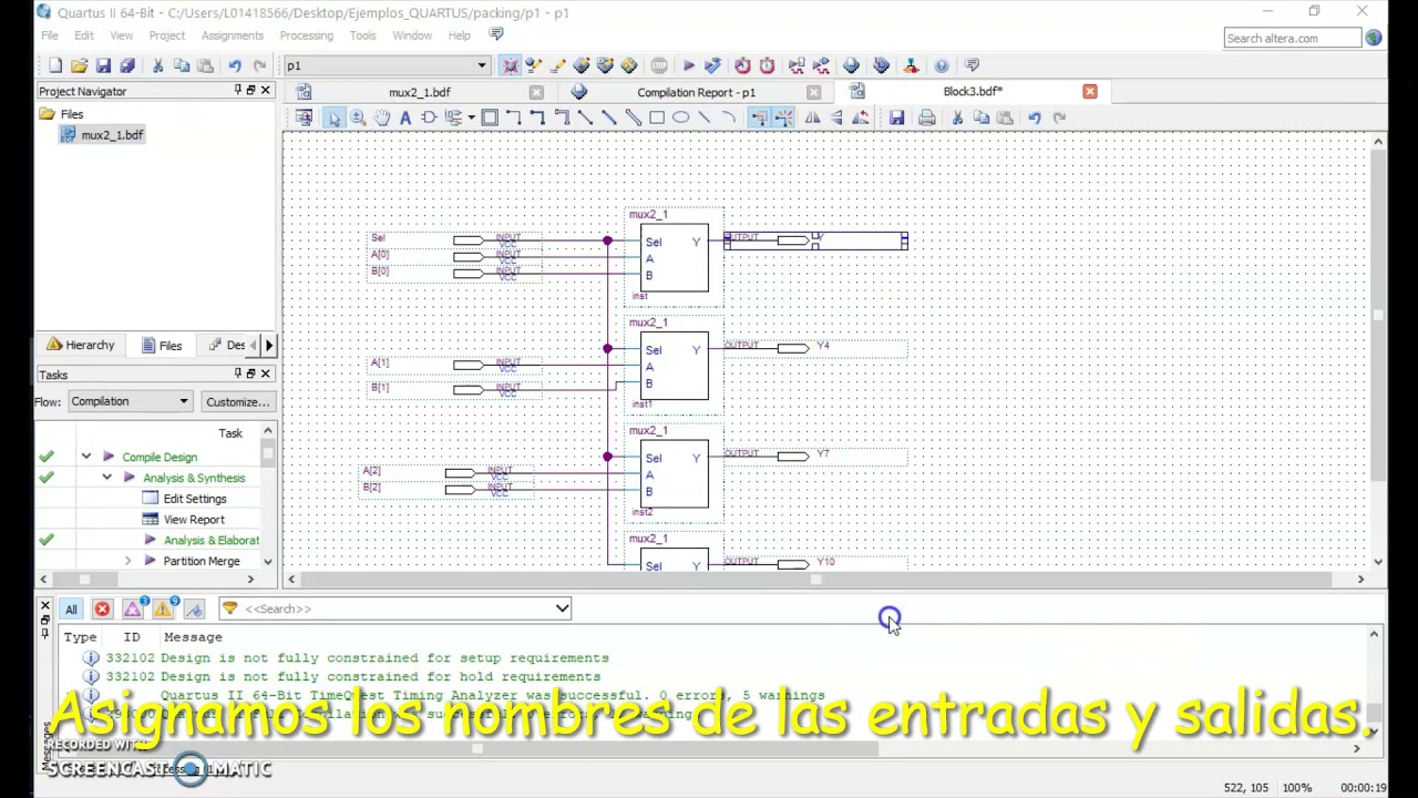 Creación y uso de bloques en QUARTUS