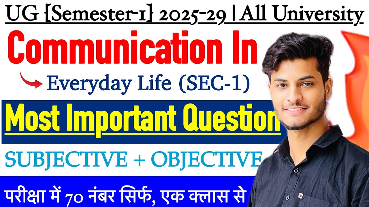 Communication in everyday life 1st Semester | Most Important Questions 2026 ✅