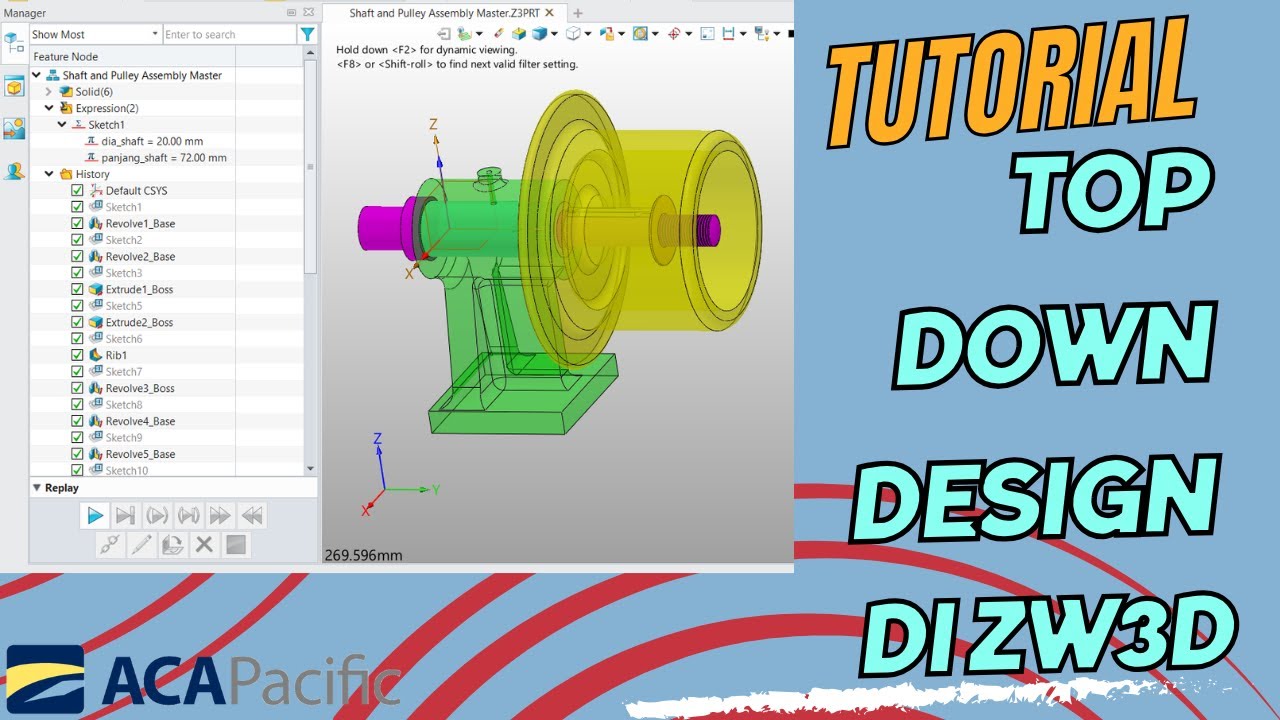 Top Down Design Pulley and Shaft Assembly di ZW3D