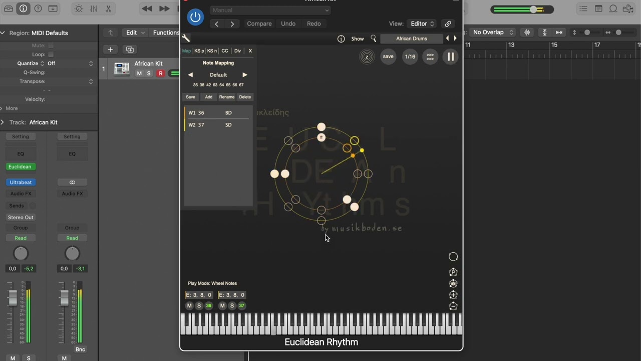 Setup Euclidean Rhythms plugin in Logic