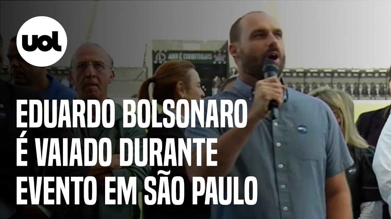 Eduardo Bolsonaro é vaiado durante evento no estádio do Corinthians em SP