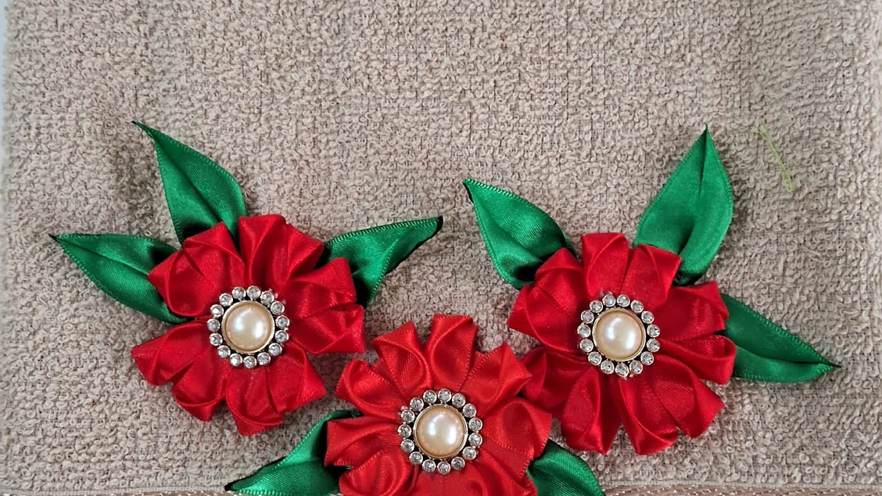 rosas de cetim para toalhas de banho
