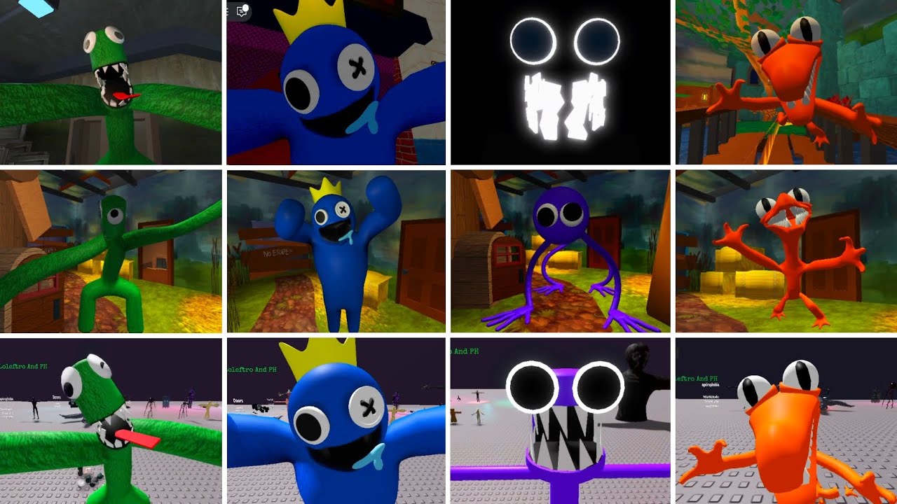Rainbow Friends Jumpscares ( Concept ) V's Rainbow Friends Chapter 1 Jumpscares V's Roleplay
