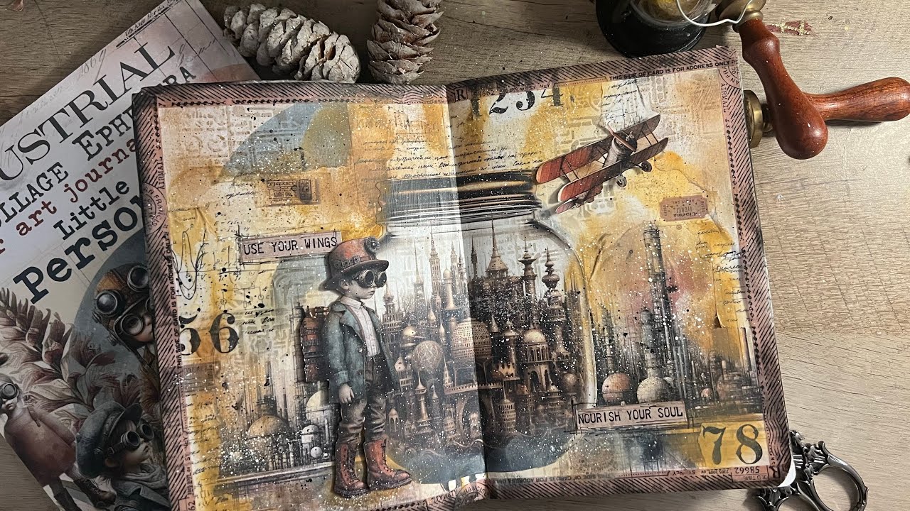 ”Pollution” with Maremi’s Collaging paper Mix Media NO TALKING CALMING Art Journaling