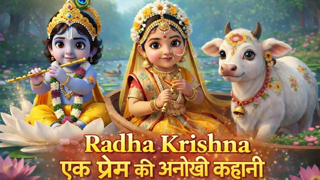 राधा कृष्णा 😍 🌼Divine Love ✨ Dreamy Bhakti Kids Song | Magical Vrindavan Visual Journey🪔💫