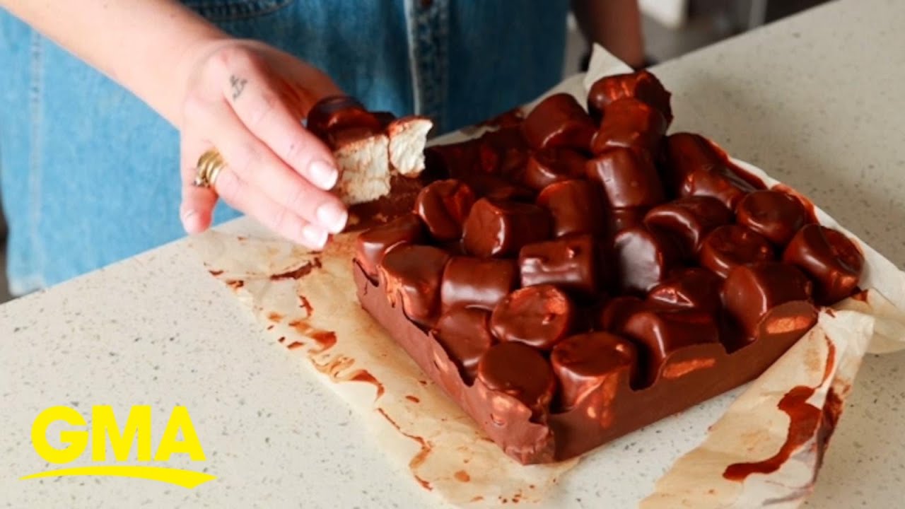 Make these chocolatey peanut butter marshmallow bars at home  | GMA