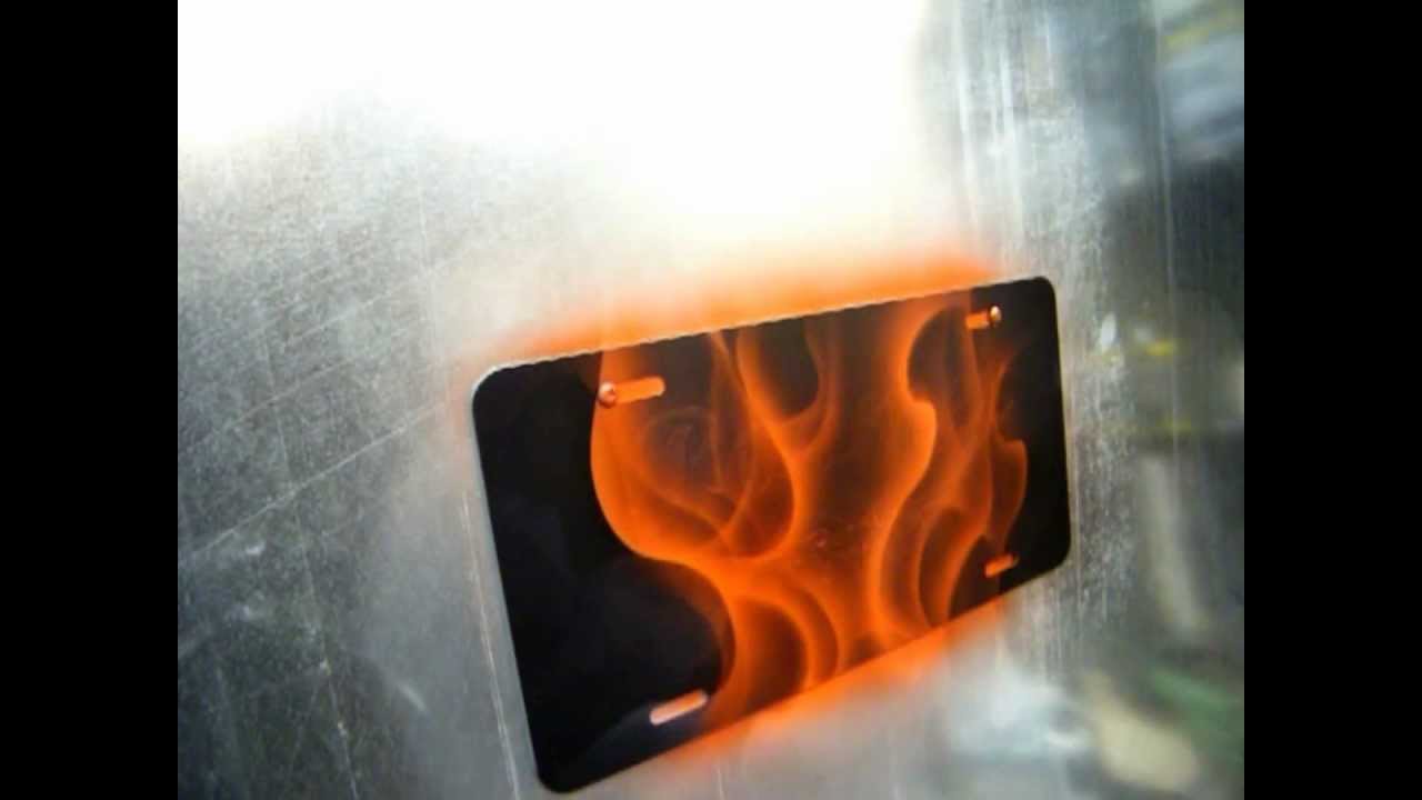 How to paint fire on a licence plate.