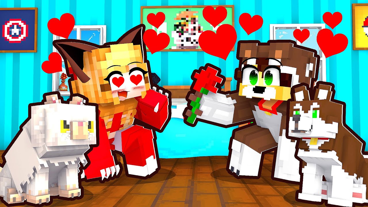 A GATA e o CACHORRO estão NAMORANDO no Minecraft