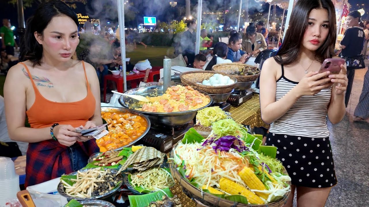 Hidden Gems CAMBODIAN Street Food 2026 - Walking Tour in Riverside Night Market, Phnom Penh